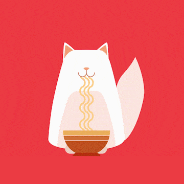 Gif chat qui mange des ramens